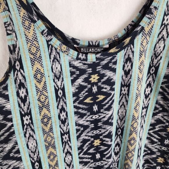 Billabong Tank Top Women S Case Closed Southwestern Print Modal Green Black - Picture 2 of 10